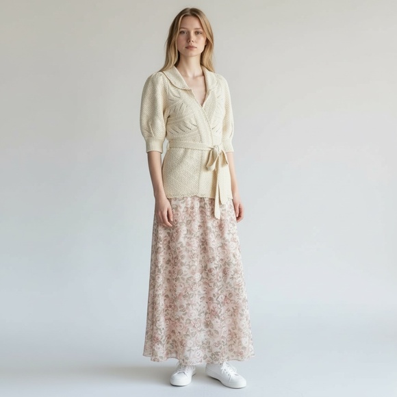 YTG Juicy Couture Open Knit Wrap Cardigan Womans SZ Med Y2k Coquette Romantic - Picture 2 of 14